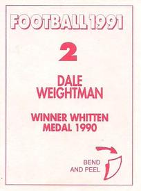 1991 Select AFL Stickers #2 Dale Weightman Back